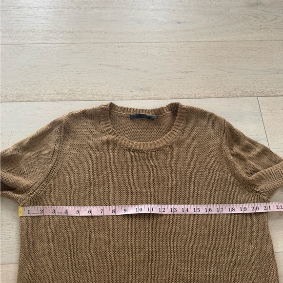 Jenni Kayne 100% Linen Sweater Women's M Crew Neck Camel/Gold - Picture 10 of 11